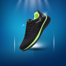 Cargar imagen en el visor de la galería, Zapatillas Deportivas Hombre Negras con Detalles Verdes y Malla Transpirable para Deporte y Uso Diario