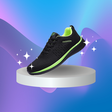 Cargar imagen en el visor de la galería, Zapatillas Deportivas Hombre Negras con Detalles Verdes y Malla Transpirable para Deporte y Uso Diario