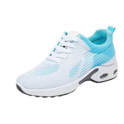 Zapatillas Deportivas Mujer Blancas y Azul Celeste con Malla Transpirable y Suela con Cámara de Aire para Correr y Gimnasio