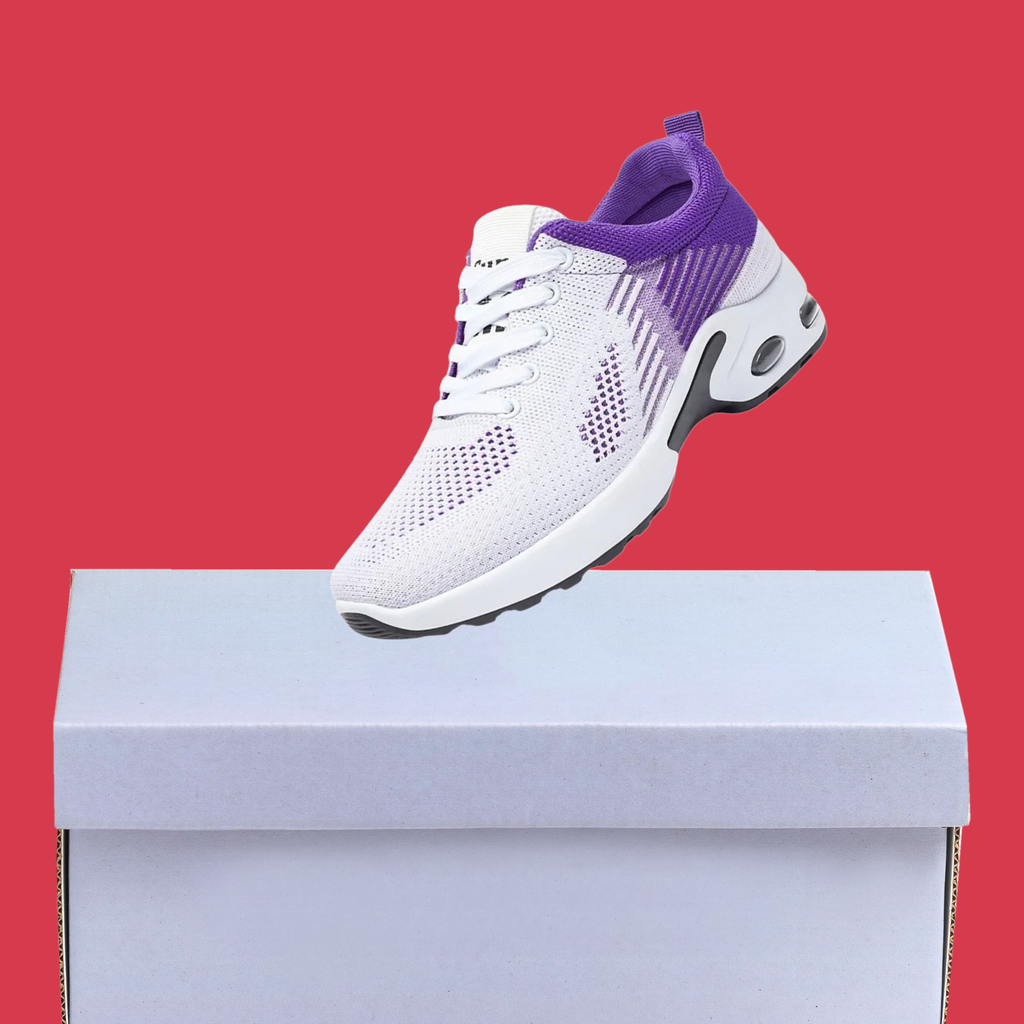 Zapatillas Deportivas Mujer Blancas y Lila con Malla Transpirable y Suela con Cámara de Aire para Entrenamiento y Running