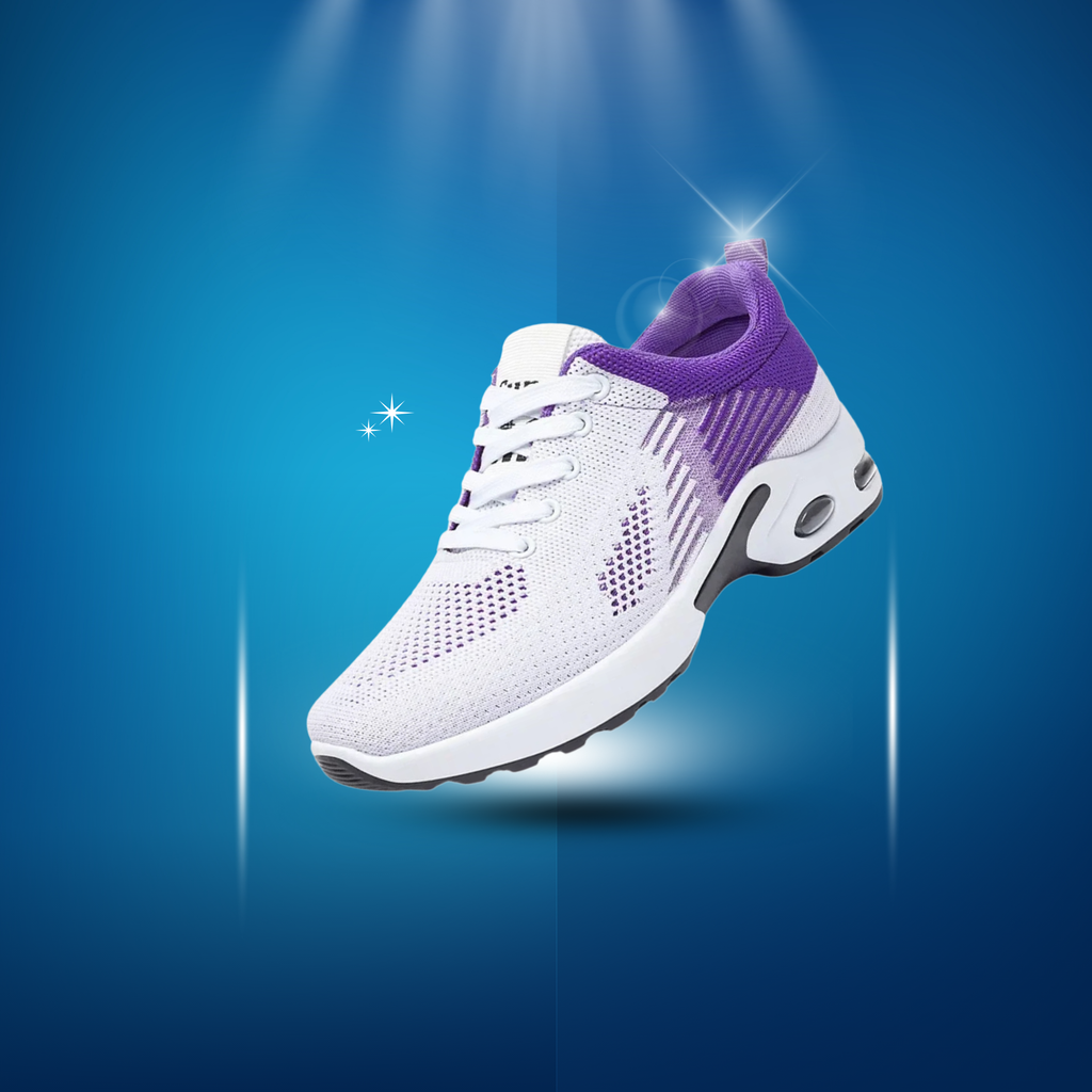 Zapatillas Deportivas Mujer Blancas y Lila con Malla Transpirable y Suela con Cámara de Aire para Entrenamiento y Running
