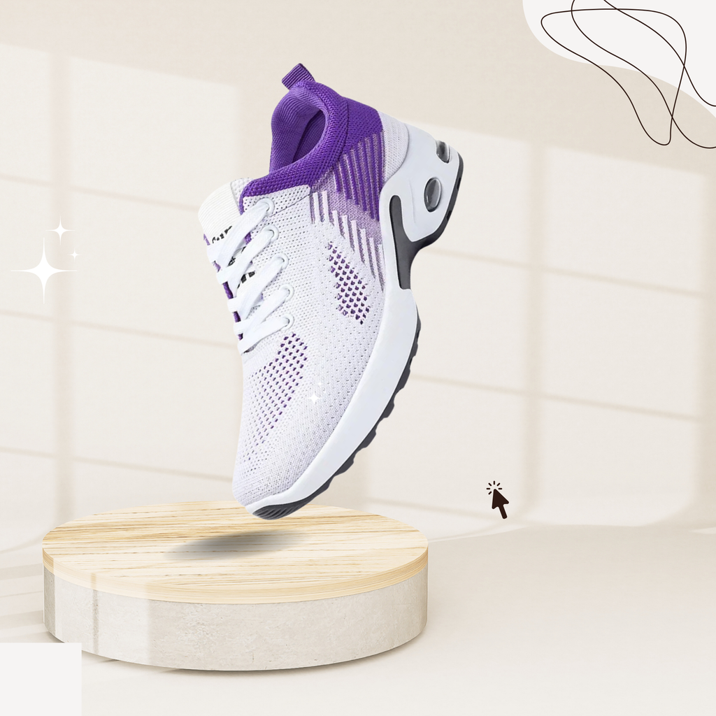 Zapatillas Deportivas Mujer Blancas y Lila con Malla Transpirable y Suela con Cámara de Aire para Entrenamiento y Running