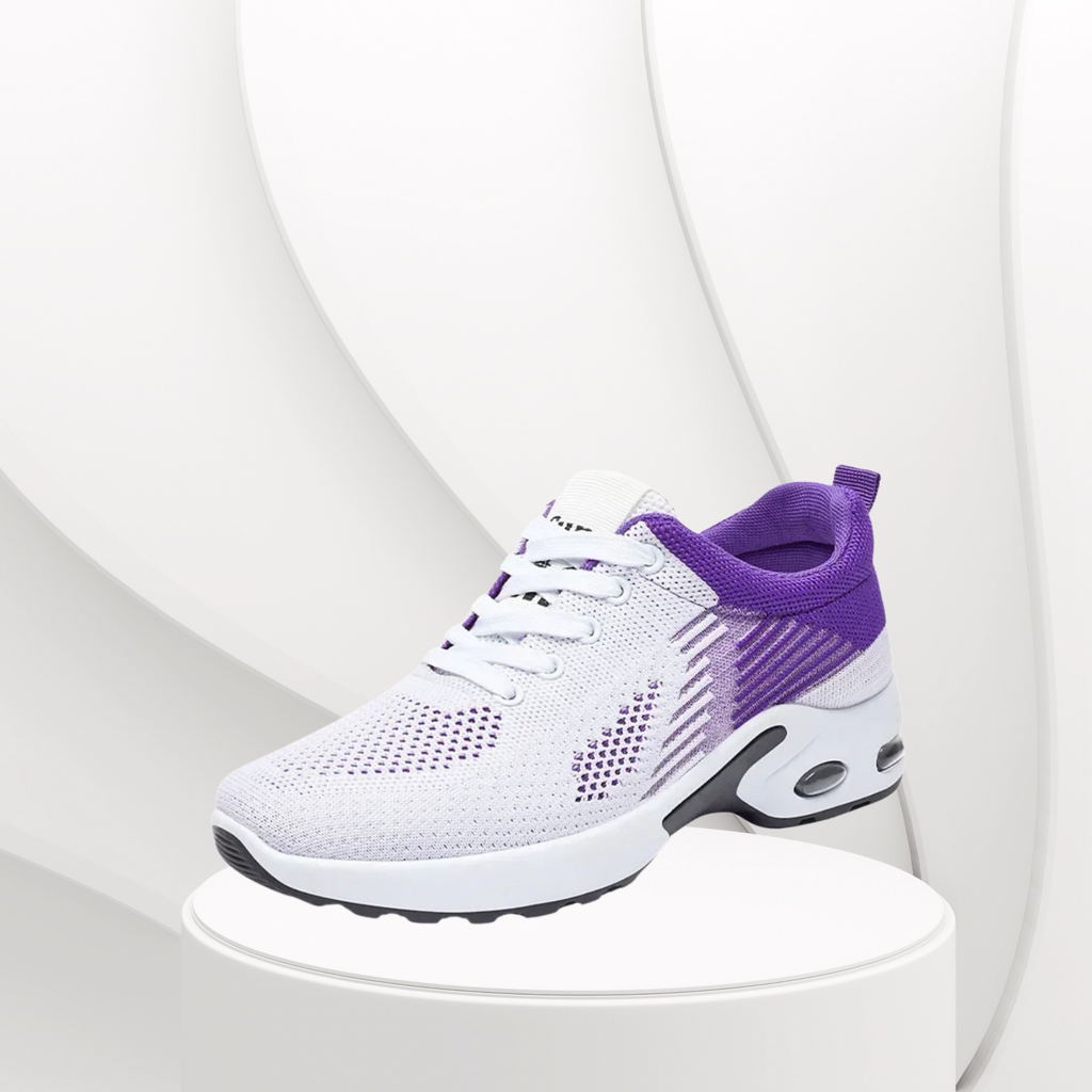 Zapatillas Deportivas Mujer Blancas y Lila con Malla Transpirable y Suela con Cámara de Aire para Entrenamiento y Running