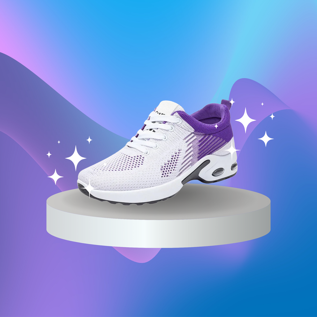 Zapatillas Deportivas Mujer Blancas y Lila con Malla Transpirable y Suela con Cámara de Aire para Entrenamiento y Running