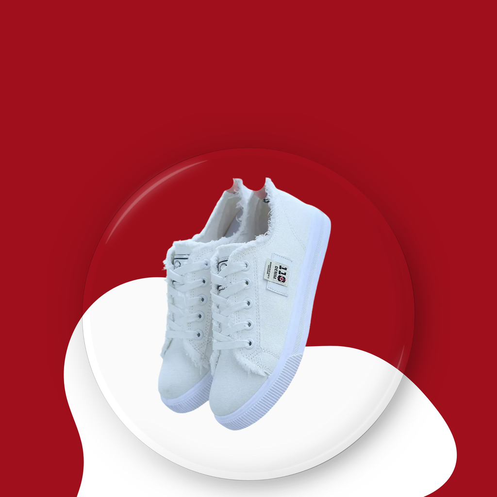 Zapatillas Unisex de Lona Blanca con Acabado Desgastado y Suela Plana Casual Vintage